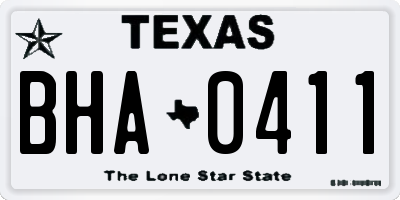 TX license plate BHA0411