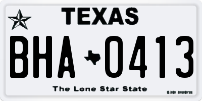 TX license plate BHA0413