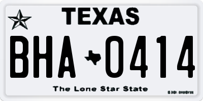 TX license plate BHA0414