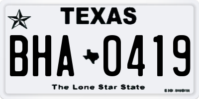 TX license plate BHA0419