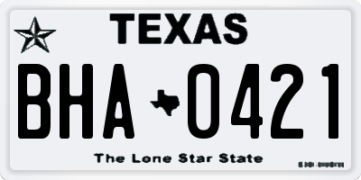 TX license plate BHA0421