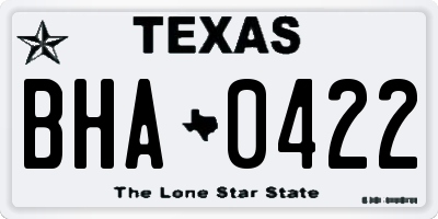 TX license plate BHA0422