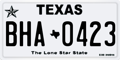 TX license plate BHA0423