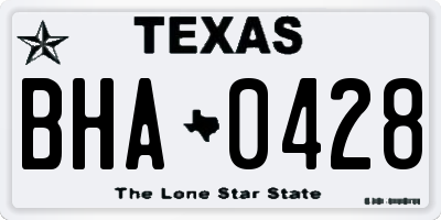 TX license plate BHA0428