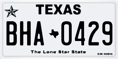 TX license plate BHA0429
