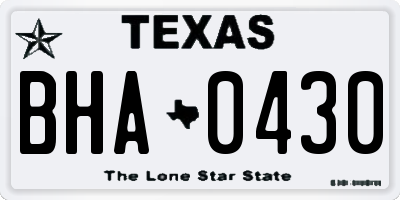 TX license plate BHA0430