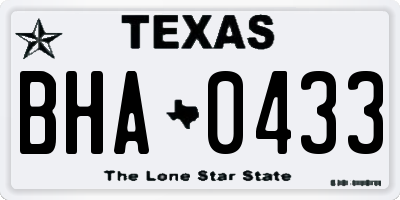 TX license plate BHA0433