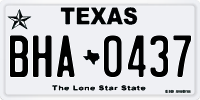 TX license plate BHA0437