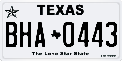 TX license plate BHA0443