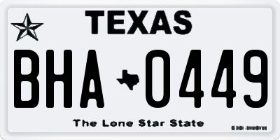 TX license plate BHA0449