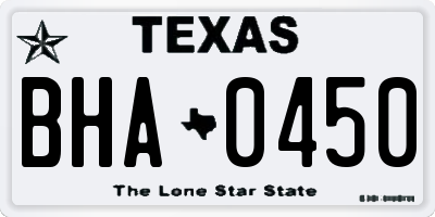 TX license plate BHA0450