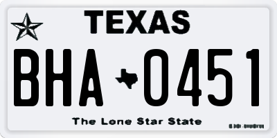 TX license plate BHA0451