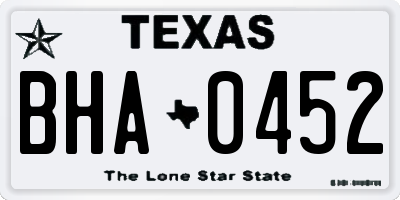 TX license plate BHA0452