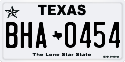 TX license plate BHA0454