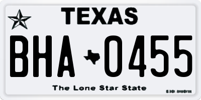 TX license plate BHA0455