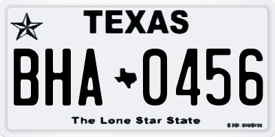 TX license plate BHA0456