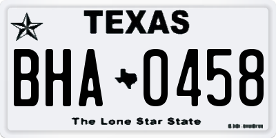 TX license plate BHA0458
