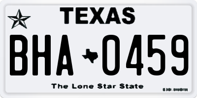 TX license plate BHA0459
