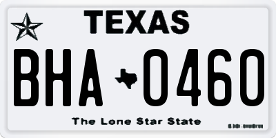 TX license plate BHA0460