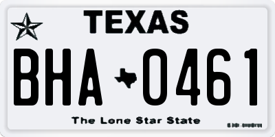 TX license plate BHA0461