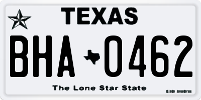 TX license plate BHA0462