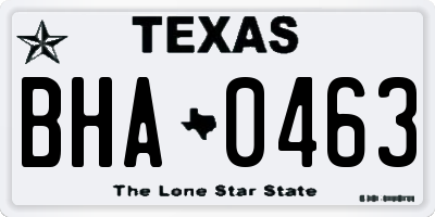 TX license plate BHA0463
