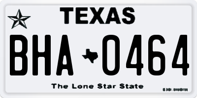 TX license plate BHA0464