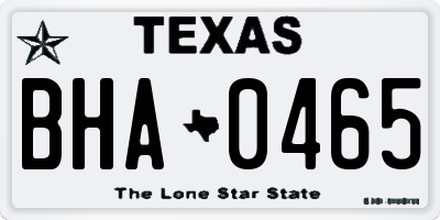 TX license plate BHA0465