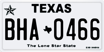 TX license plate BHA0466