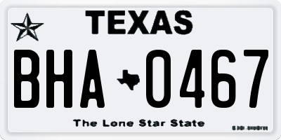 TX license plate BHA0467