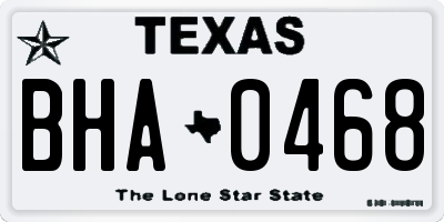 TX license plate BHA0468