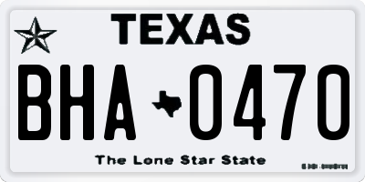 TX license plate BHA0470