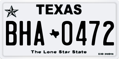 TX license plate BHA0472