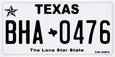 TX license plate BHA0476