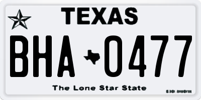 TX license plate BHA0477