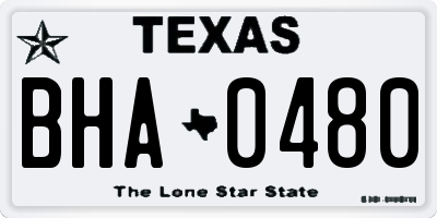 TX license plate BHA0480