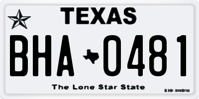 TX license plate BHA0481