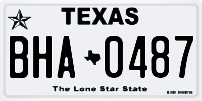 TX license plate BHA0487