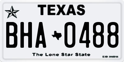 TX license plate BHA0488