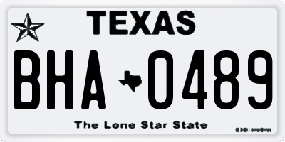TX license plate BHA0489