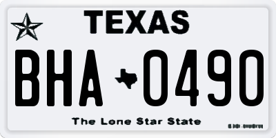 TX license plate BHA0490