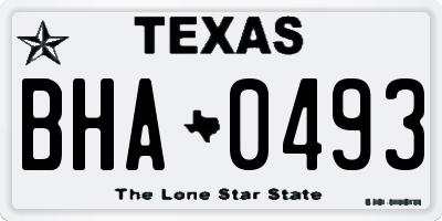 TX license plate BHA0493