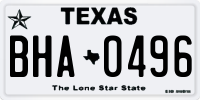 TX license plate BHA0496