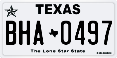 TX license plate BHA0497