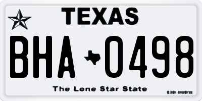 TX license plate BHA0498