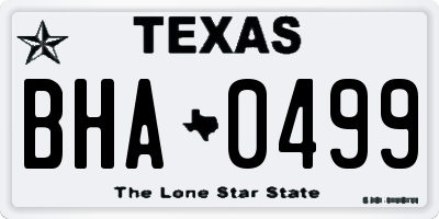 TX license plate BHA0499
