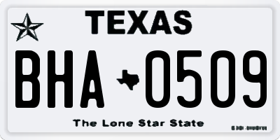 TX license plate BHA0509