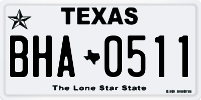 TX license plate BHA0511