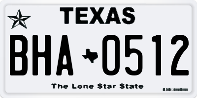 TX license plate BHA0512