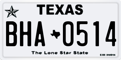 TX license plate BHA0514